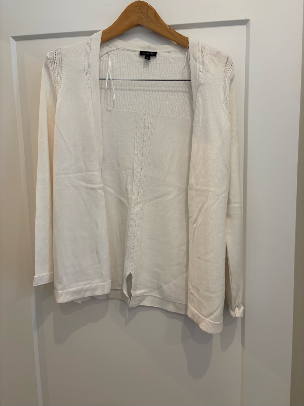 Talbots Cream Open-Front Lightweight Cardigan